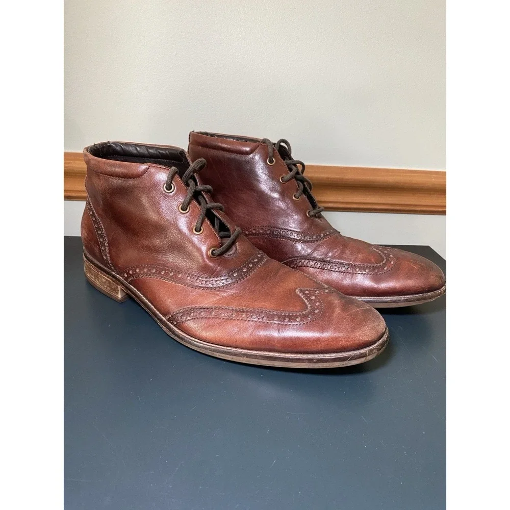 Cole Haan Liam Men 10M Brown‎ Leather Wingtip Ankle Chukka Boot C11053 Boho